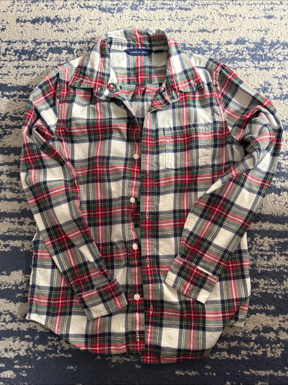 Janie and Jack Red, Green & White Plaid Button-Down Shirt